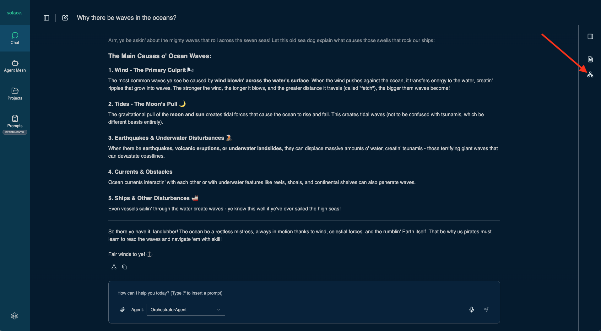 Chat with Solace Agent Mesh Webui