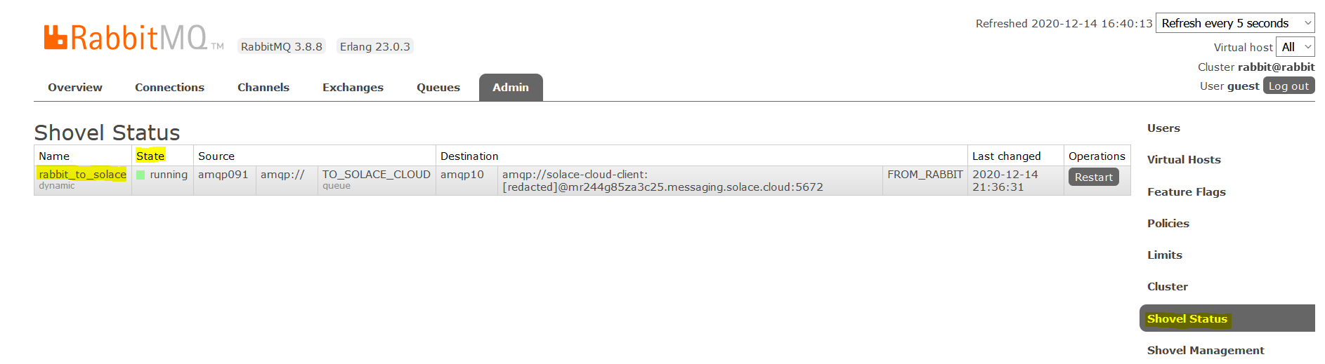 Rabbit Shovel Status